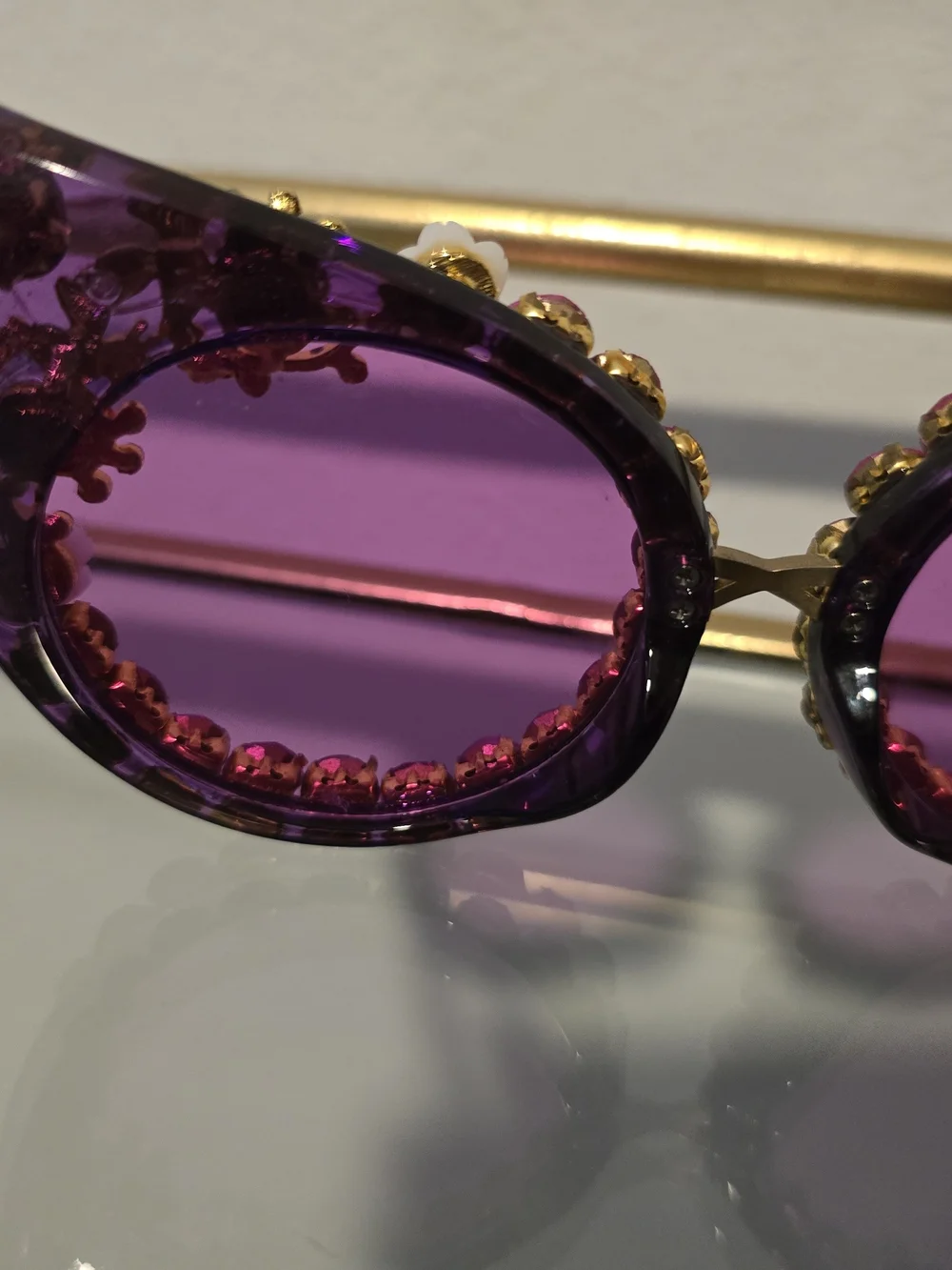 Embellished Purple Cat Eye Sunglasses with Rhinestones